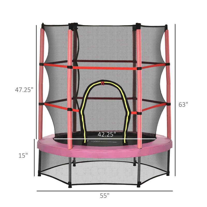 Outsunny Round Kid / Toddler Trampoline, Pink