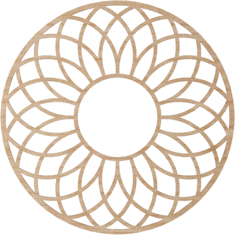 Médaillon de plafond en bois ajouré Cannes, Aulne, H 32 po x l 32 po x P 0,25 po