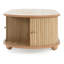 Élégante table d'appoint ovale longue au charme rétro - construction enduite, porte pour un accès facile, plateau ouvert spacieux et compartiment dissimulé, rangement courbé surélevé, conception courbée organique, égratignure