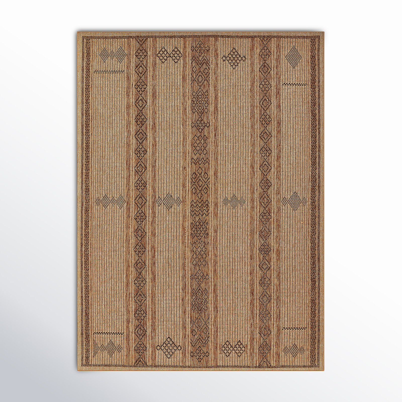 Ava Brown/Beige Indoor/Outdoor Rug, Rectangle 5'3" x 7'