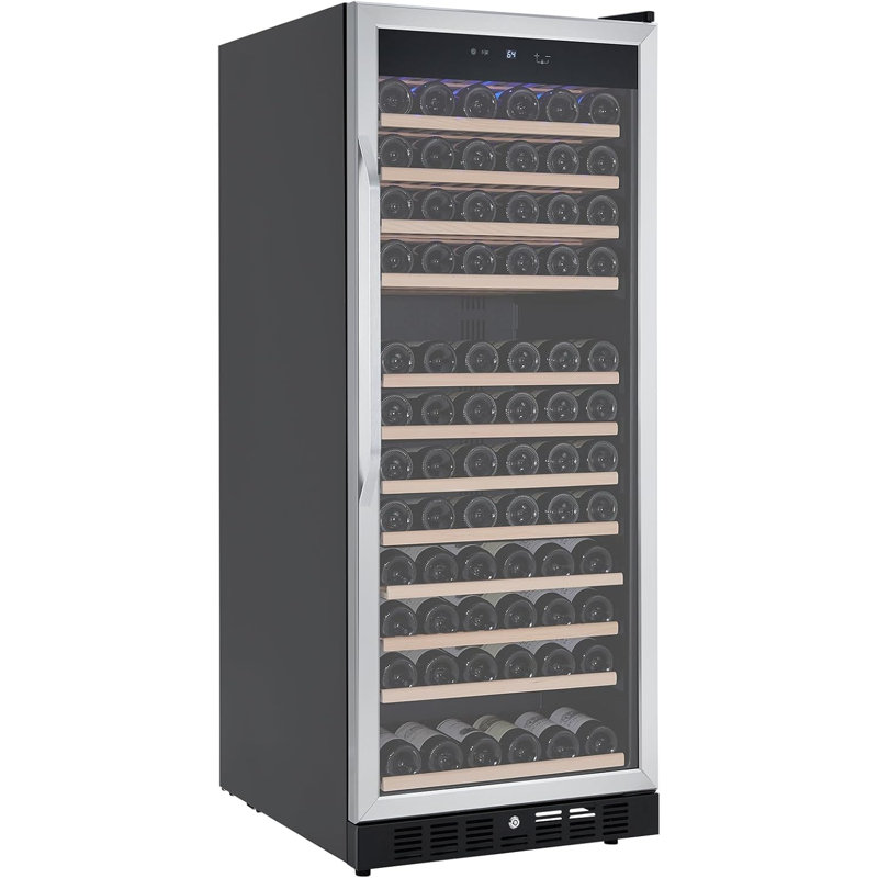 Large Wine Refrigerator - 27 Inch Built-In or Freestanding, 155 Bottle Capacity, Double-Layer Tempered Glass Door, Safety Lock, and Single Zone Design for Wine & Champagne.