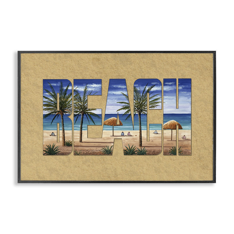  Tropical Beach Outline, estampe numérique par Art Brands, LLC., H 12 po x l 18 po, Giclée encadrée noir minuit