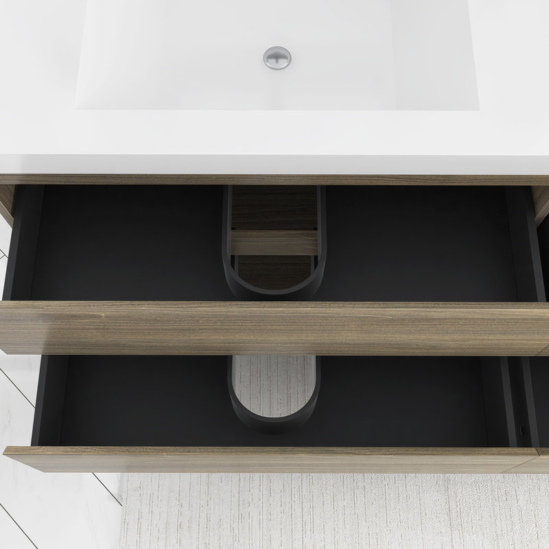 Meuble-lavabo flottant avec lavabo, Gris