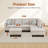 3-Piece Flannel Sectional Sofa-1288810899-1288810896