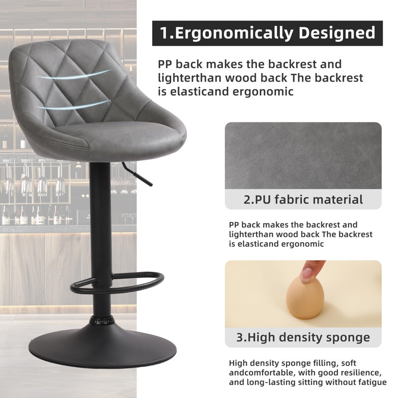 Adjustable Height Counter Stool with Metal Frame