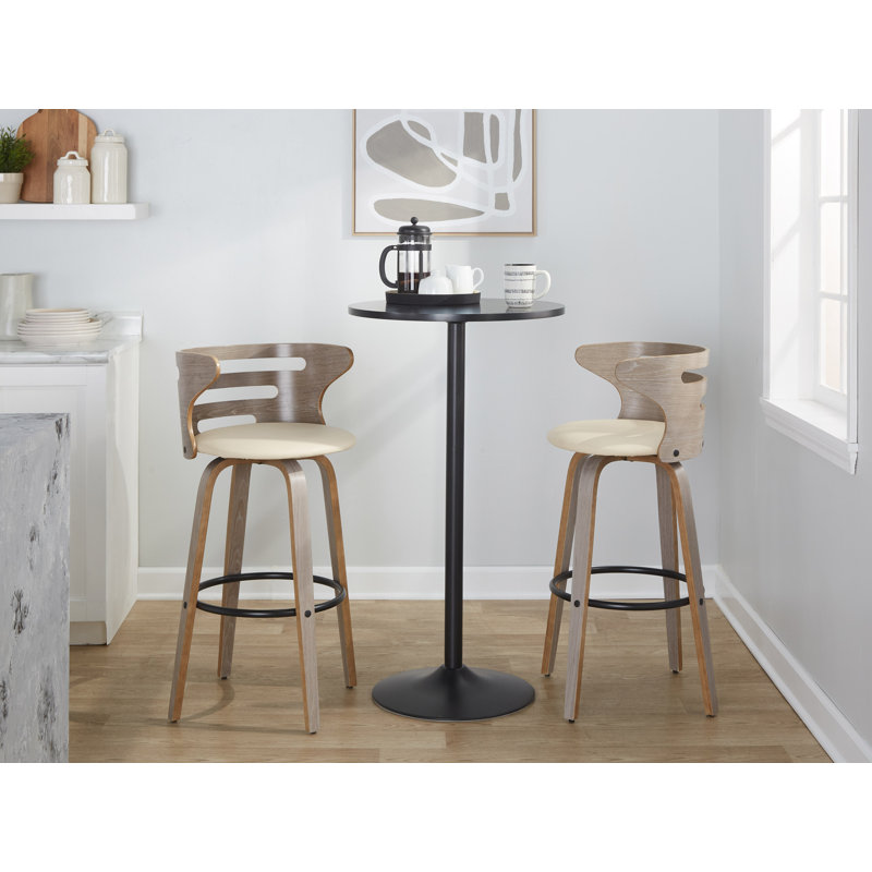 Cosini Cream Swivel Wood and Metal Barstool