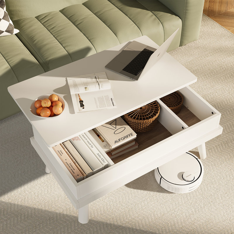 Brierra Lift Top Coffee Table with Storage, White