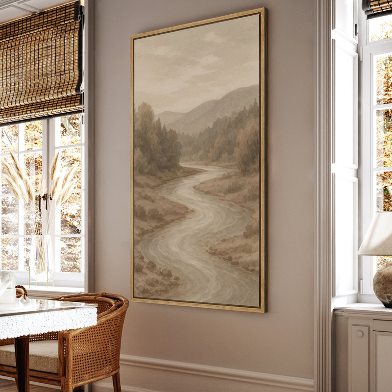«Whimsical Crane Duo», œuvre d'art dans des tons de bleu doux et de lavande - grande impression encadrée sur toile de la chambre principale