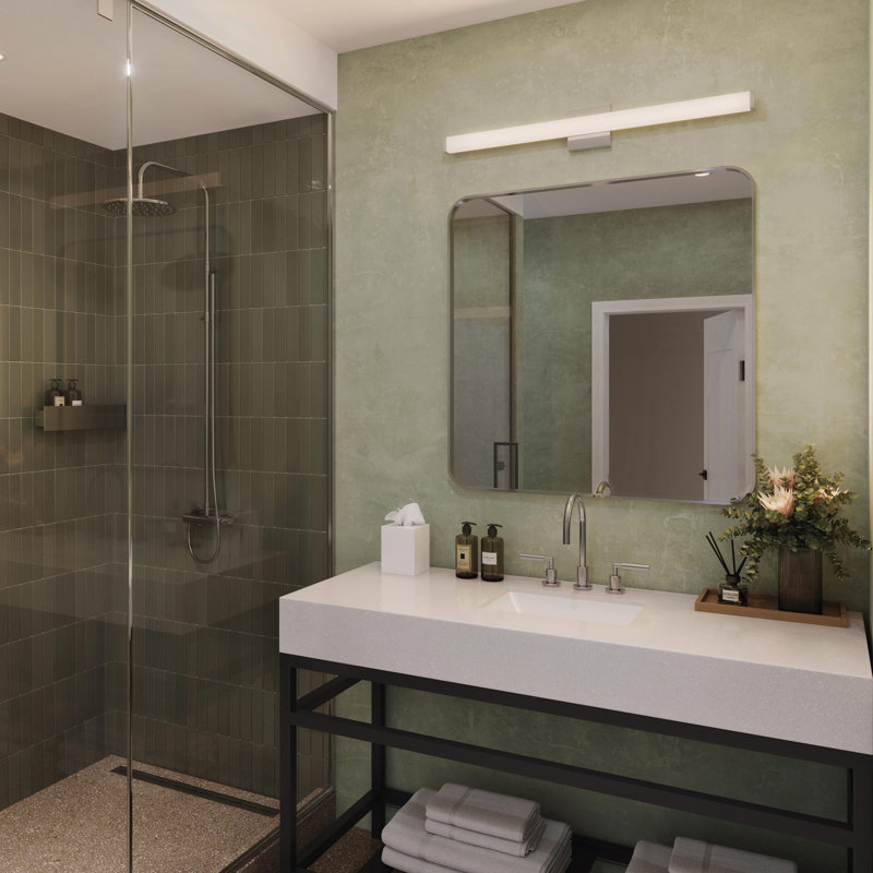 Éclairage de meuble-lavabo linéaire intégré en chrome poli à DEL 36,1 po phase 6, Chrome poli, 36"