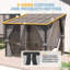 Lean-To Wall-Mounted Pergolas With Curtains And Netting-922985642