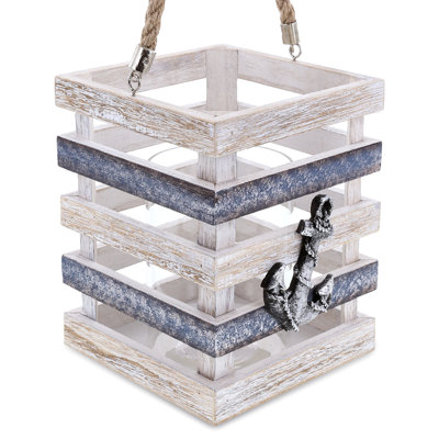 7.4'' H Wood Tabletop Lantern
