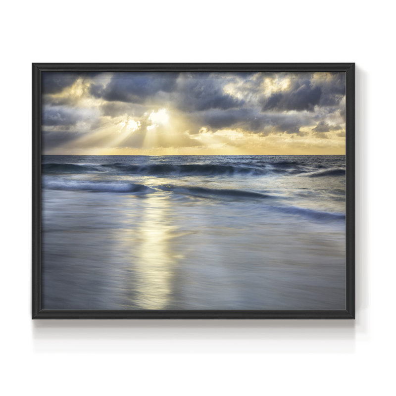 Cloudscape Shore -Framed Print - Restickable, 16" H x 20" W, Black