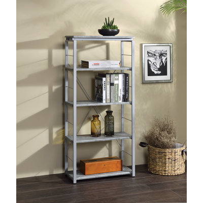 Faux Concrete & Silver Finish Bookshelf