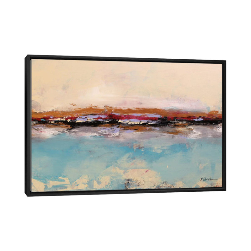 « seascape », reproduction sur toile, H 18 po x l 26 po x P 1,5 po, Toile avec cadre noir, Pas de tapis