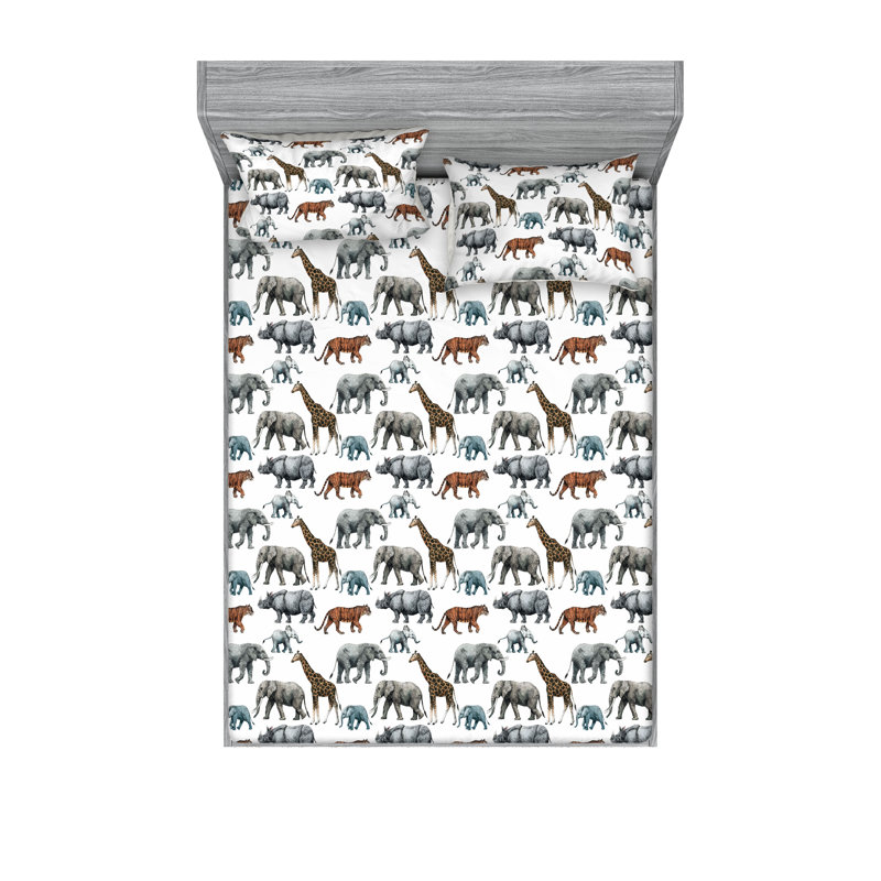 Drap-housse et taies décoratives Ambesonne, Ensemble de draps pour lit double avec 2 taies d'o