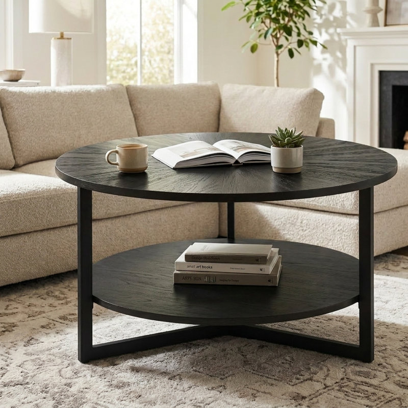 Table basse avec rangement Frame, Noir, noir, noir, noir