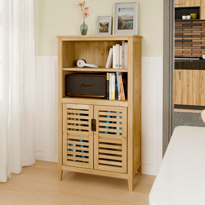 Vallie Bamboo Freestanding Bathroom Cabinet, Natural