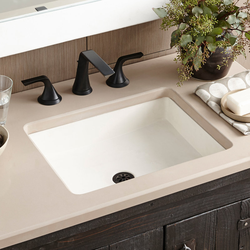 Nipomo Stone Handmade Rectangular Undermount Bathroom Sink, Sand