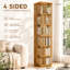 Bibliothèque à 6 niveaux pivotant à 360 ° en bambou, bibliothèque rotative autoportante à 4 côtés, tablette de rangement verticale peu encombrante pour les petits espaces, salon, chambre à coucher, bureau à domicile