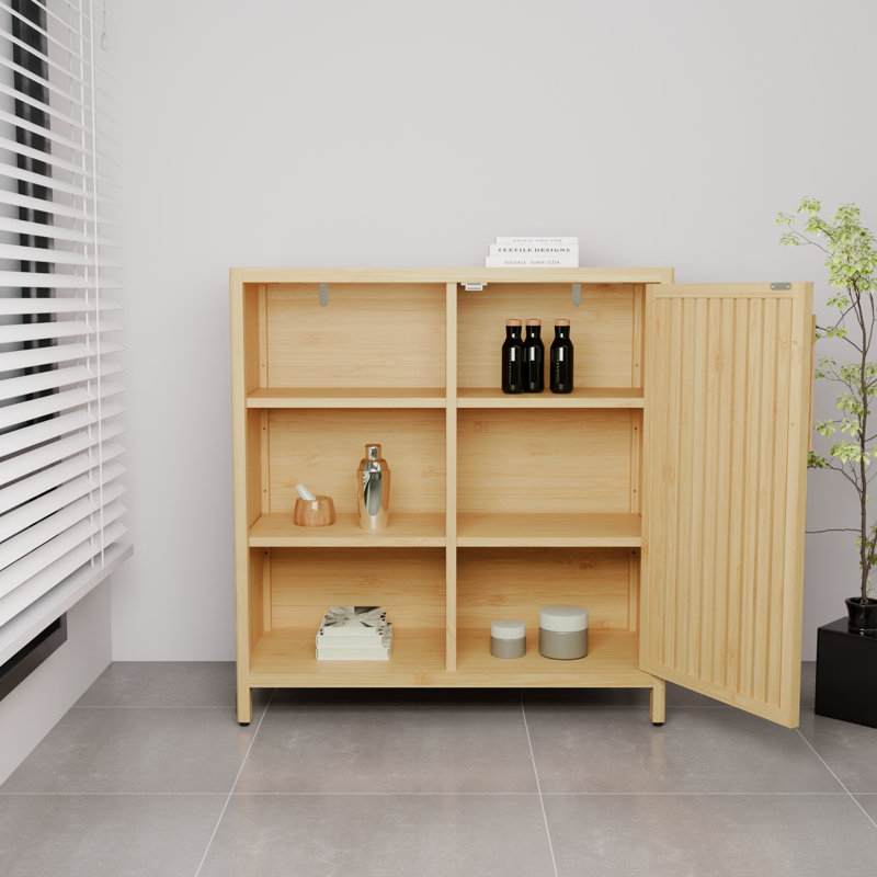 Practical Single-door Storage Cabinet For Small Spaces - 2 Open Shelves To Maximize Vertical Space, And Slim Corners, Material, Can Be Used As Bathroom High Cabinet, Bookcase, Etc., 32.46 In Height