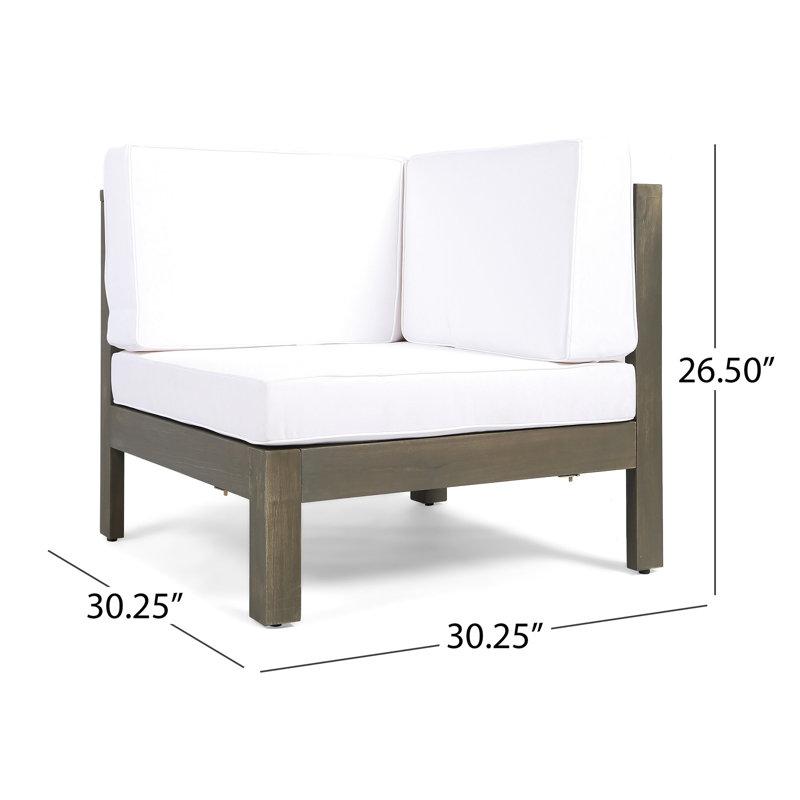 Chaise de danse en bois blanc avec coussins imperméables, 31,09 cm (l) x 31,09 cm (p) x 26,17 cm (h) - Structure de coin, housse de coussin résistante aux taches et aux éclaboussures