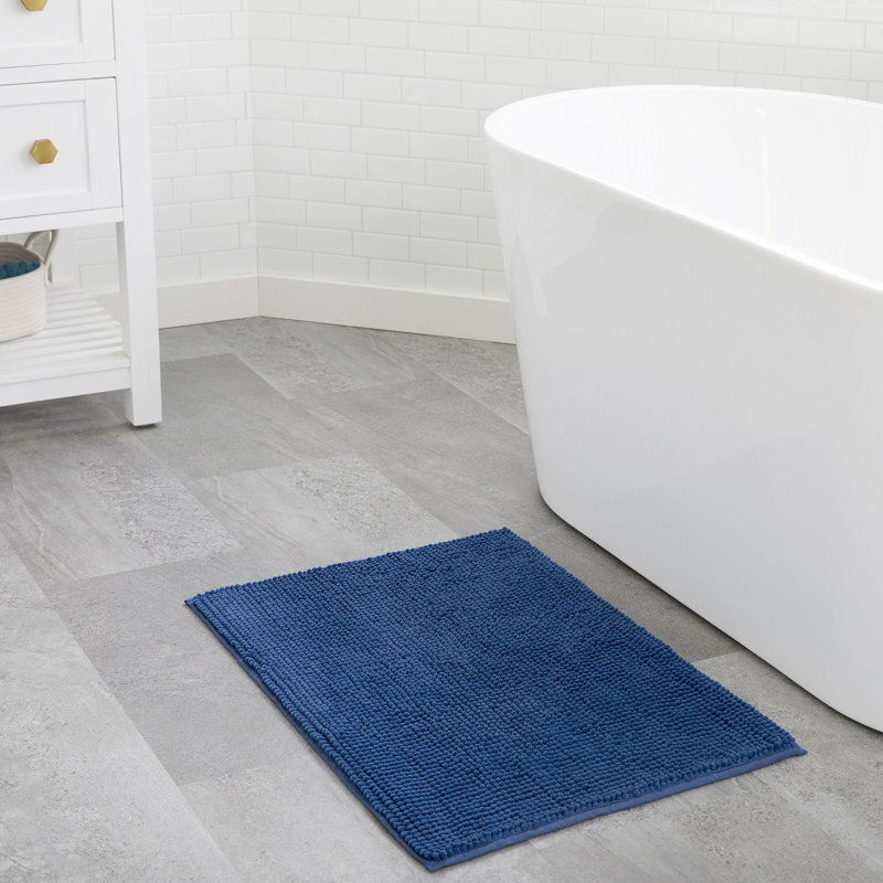 Linenspa Chenille Bath Mat, 17x24, Navy, Single - 24" L x 17" W, Navy