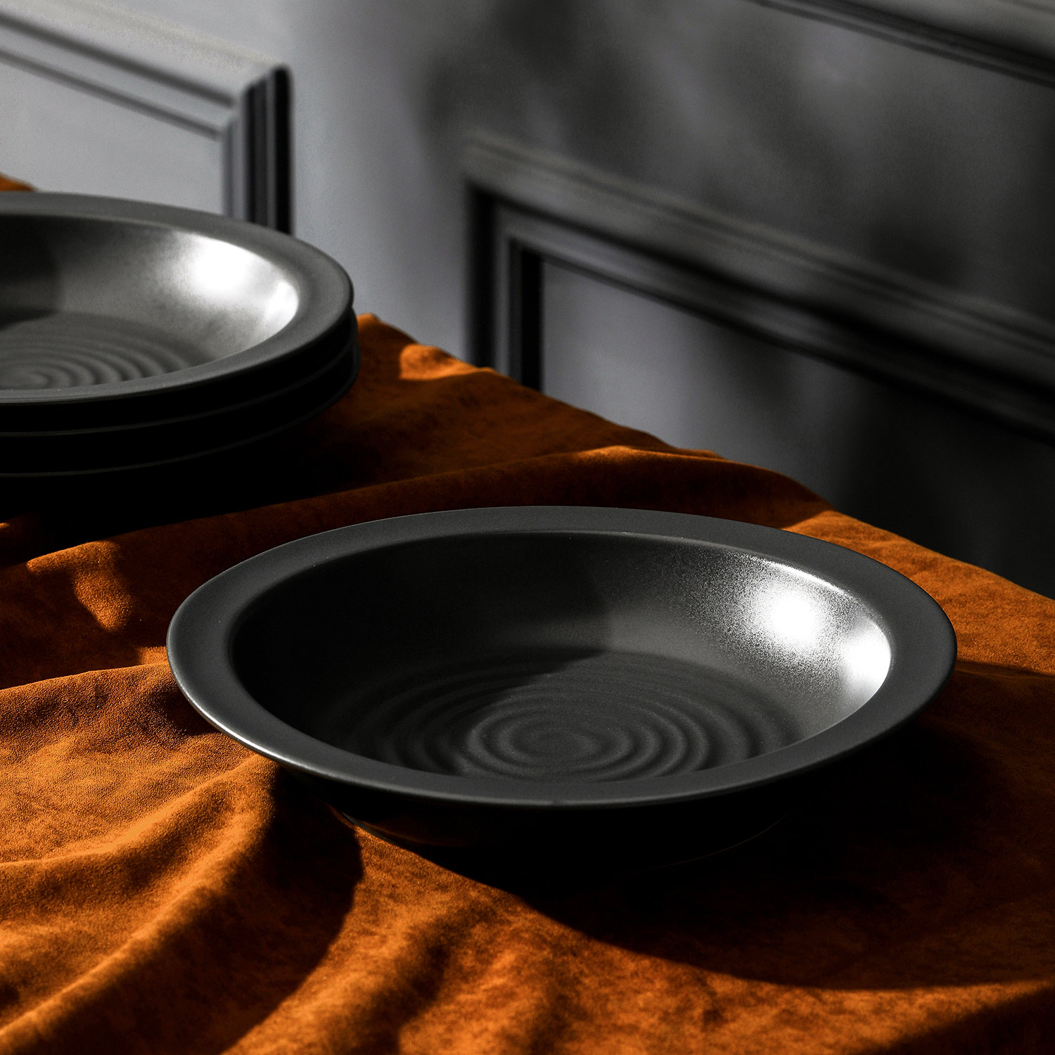 Orbit Stoneware Pasta Bowl, Charcoal