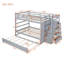 Lit superposé double au-dessus de double avec gigogne simple et escalier, gris-1749810475