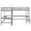 Lit mezzanine simple en bois en forme de L avec échelle et 2 bureaux intégrés en forme de L-104730810