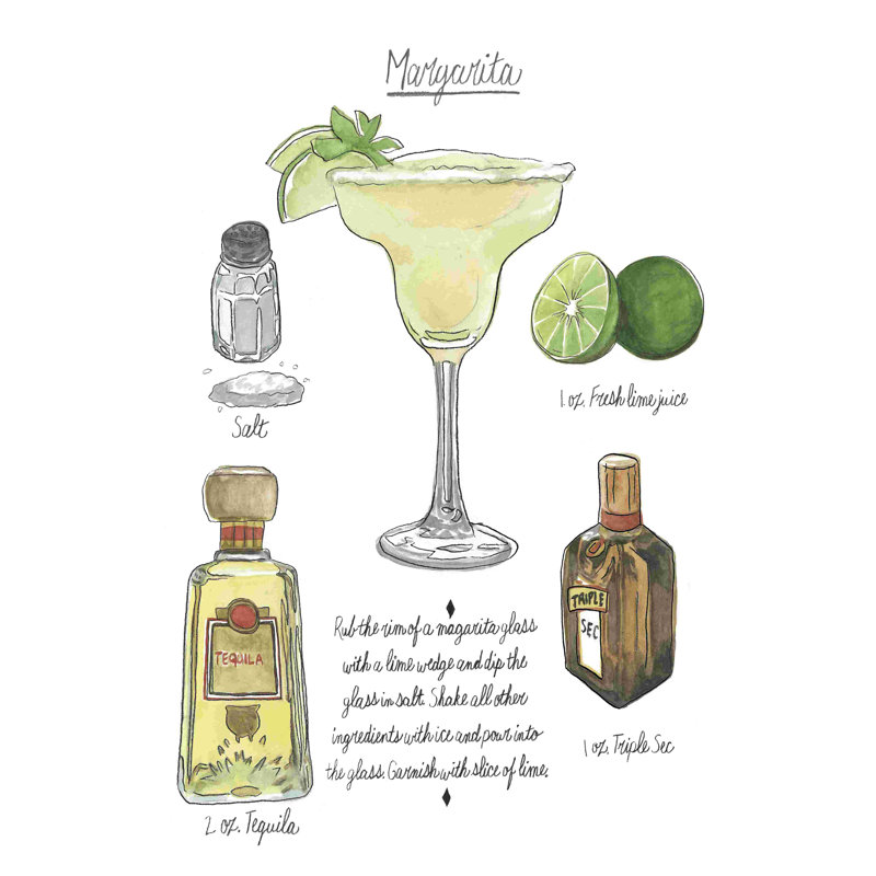 Cocktail classique - Margarita, H 12 po x l 8 po