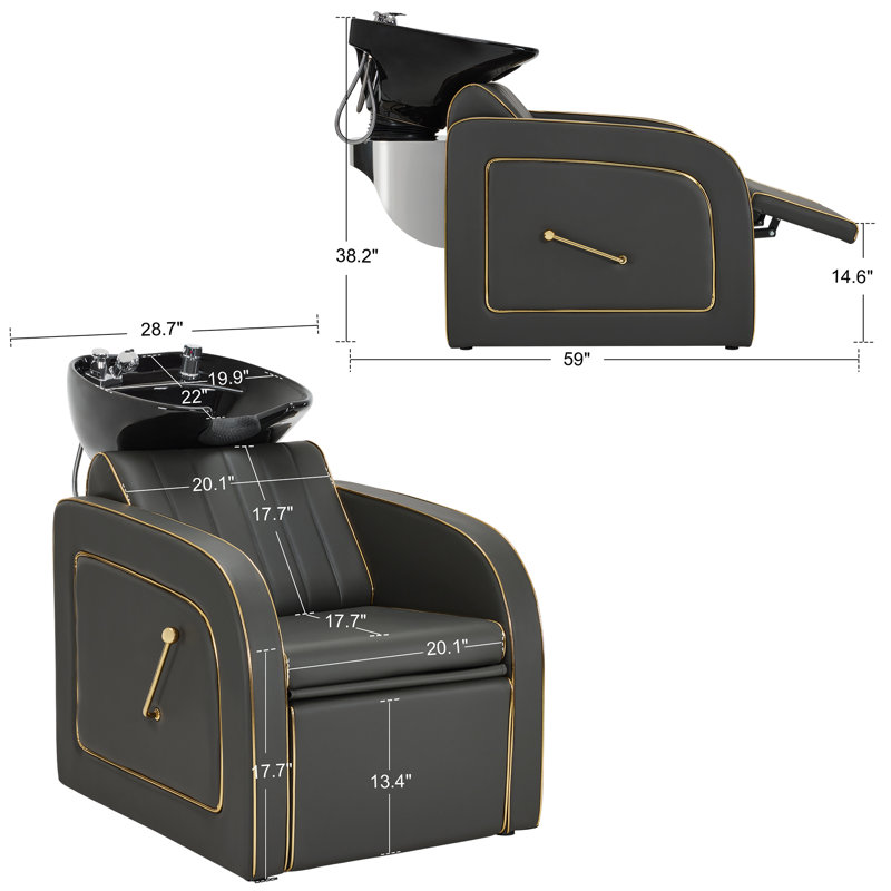 Chaise de lavabo en shampooing en céramique Shampoo Barber, Gris