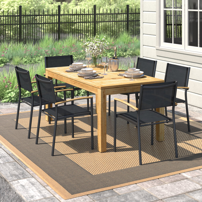 Anautica 6 - Person Teak Patio Dining Set with Rectangular Table