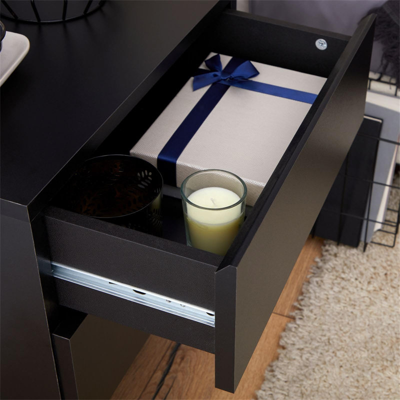Haidar 42 cm W Bedside Table, Black