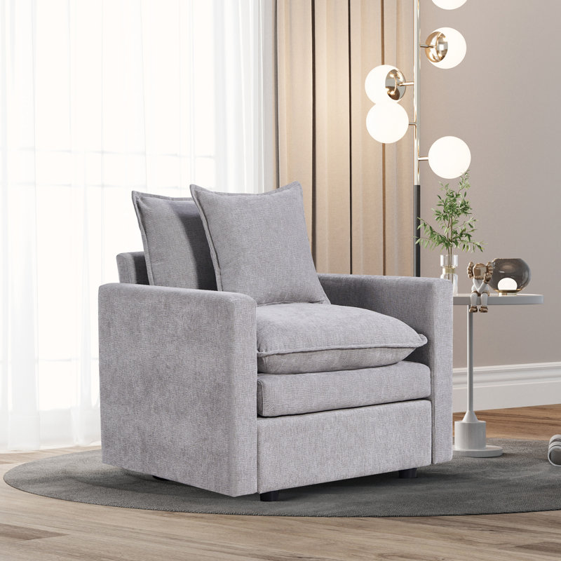 Fauteuil en chenille, Gris chenille