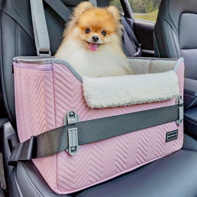  Sièges d'auto pour chien Tucker Murphy Pet ™, petite voiture portative pour chiot avec laisse à pince, sangles réglables convenant aux petits animaux de compagnie pesant jusqu'à 25 lb (rose clair)