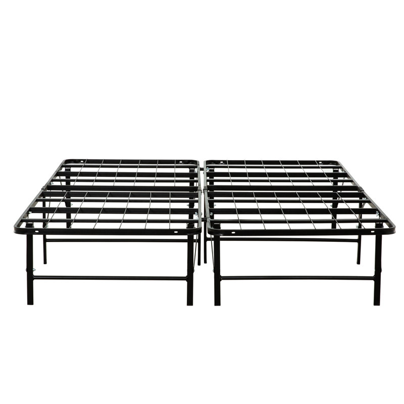 Base de lit pleine grandeur avec sommier - plateforme en métal, noir, construction, excellent support, option de rangement sous le comptoir, facile à installer, solide et offrant du soutien, aucun sommier nécessaire, espace généreux