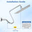 Pomme de douche carrée de 12 po avec bras réglable - Acier inoxydable, effet cascade, accessoire de salle de bain luxueux Pomme de douche à effet de pluie de 12 po, débit maximal de 2 GPM, fonction autonettoyante