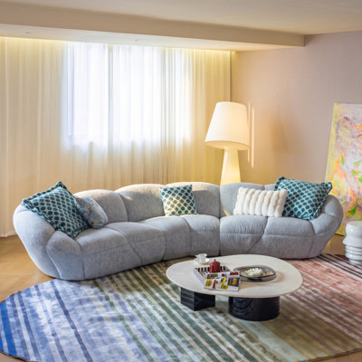 Canapé modulaire incurvé moderne de 147 po avec coussins rembourrés en mousse haute densité et coussins décoratifs 147 po