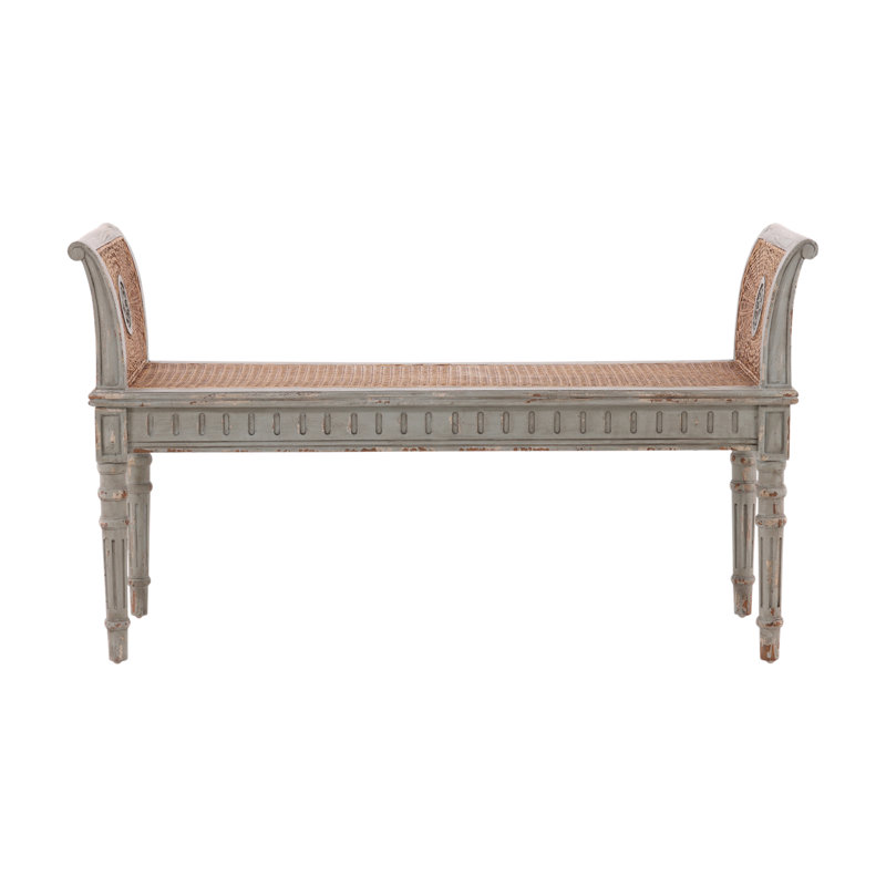  Castlewood Greige Mahogany Cane Bench