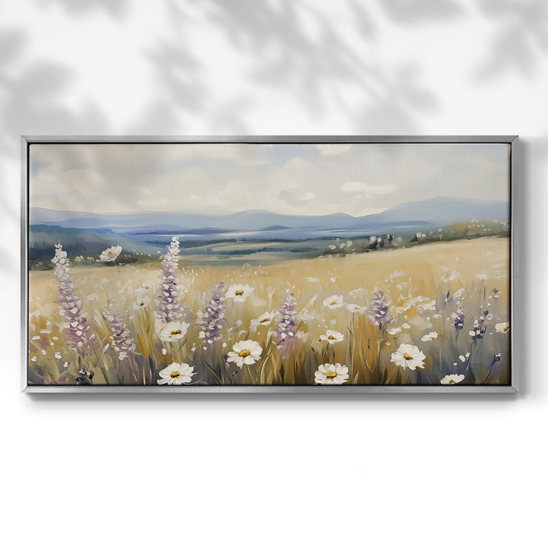 Botanical Series-CCLXII- Toile tendue avec châssis tendue, prête à être accrochée, H 21 po x l 41 po, Argent argent