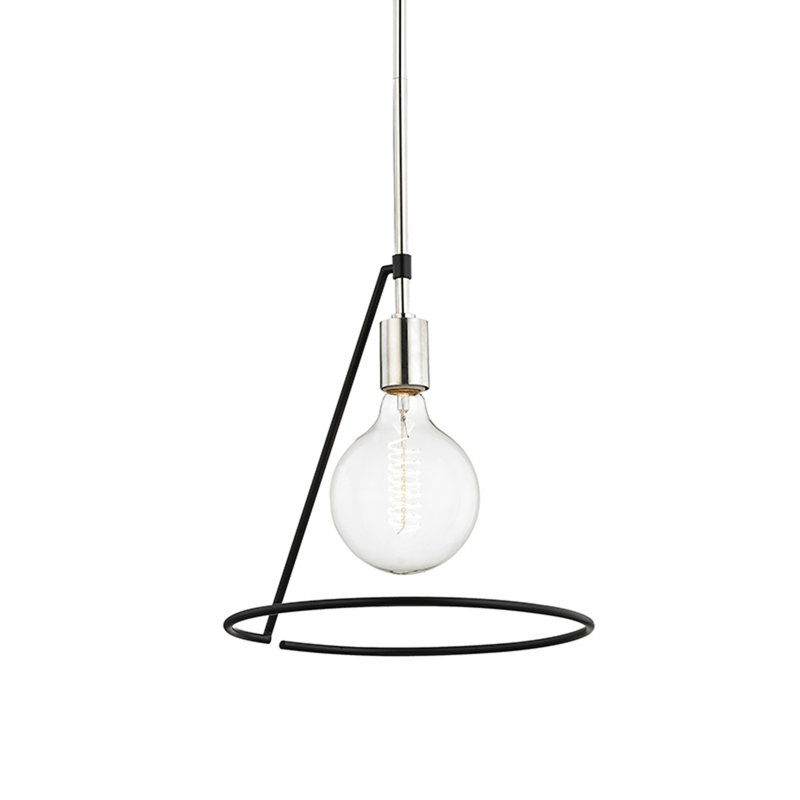 Luminaire suspendu unique à 1 lumière Dana, Nickel poli / Noir