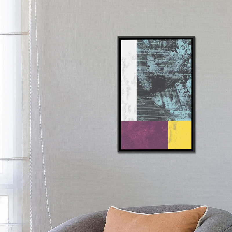 « geometric », impression sur toile tendue, H 26 po x l 18 po x P 1,5 po, Toile avec cadre noir, Pas de tapis