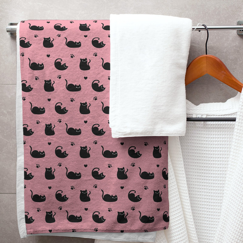 Serviette de bain chat, Rose