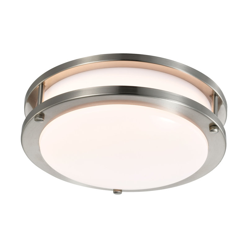 Contemporary 10'' Brushed Nickel LED Flush Mount for Indoor/Outdoor