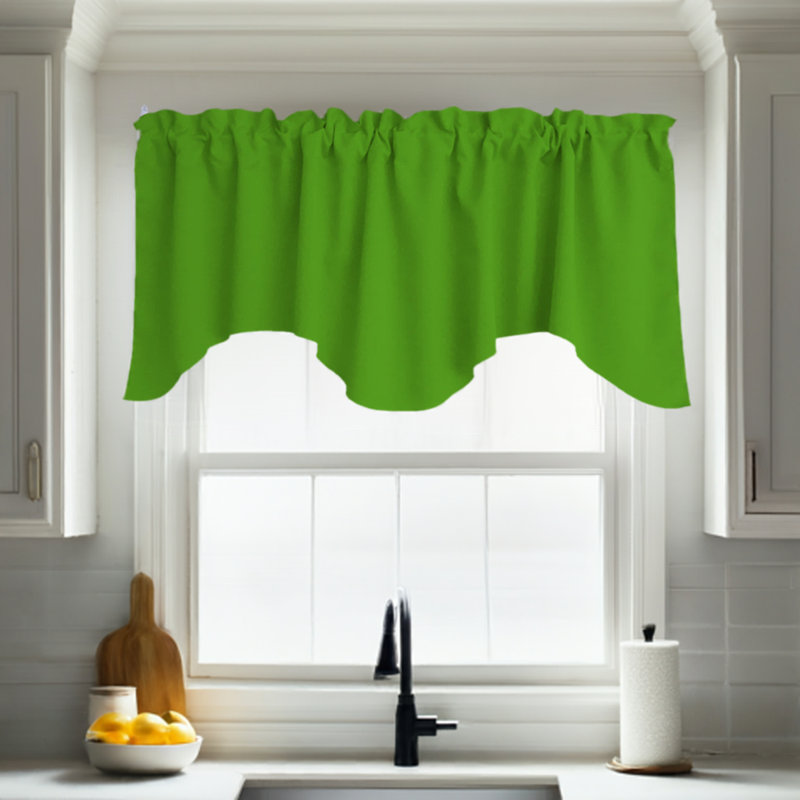 Cantonnière festonnée en popeline unie, Vert lime
