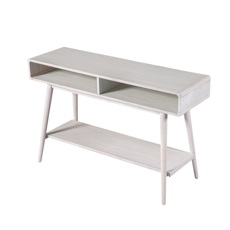 Camy Sofa Console Table, 2 Open Cubbies, 1 Lower Shelf, White 48 Inch