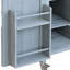 Bar de luxe pour l'extérieur: acier inoxydable et bois. Vaste espace de rangement. 4 roues verrouillables. Gris-bleu Table gril porte-serviettes avec tablette ouverte