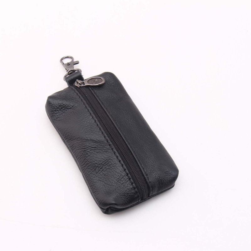 Sac à dos en cuir unisexe avec porte-clés et porte-clés, Noir