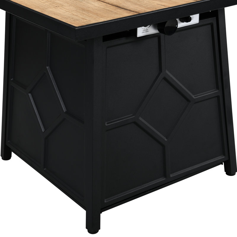 Square 40,000 Propane Gas Fire Pit Table With Unique Design, + Iron, Tile Desktop For Outdoor Ambiance Auto Ignition Propane, Frame Use