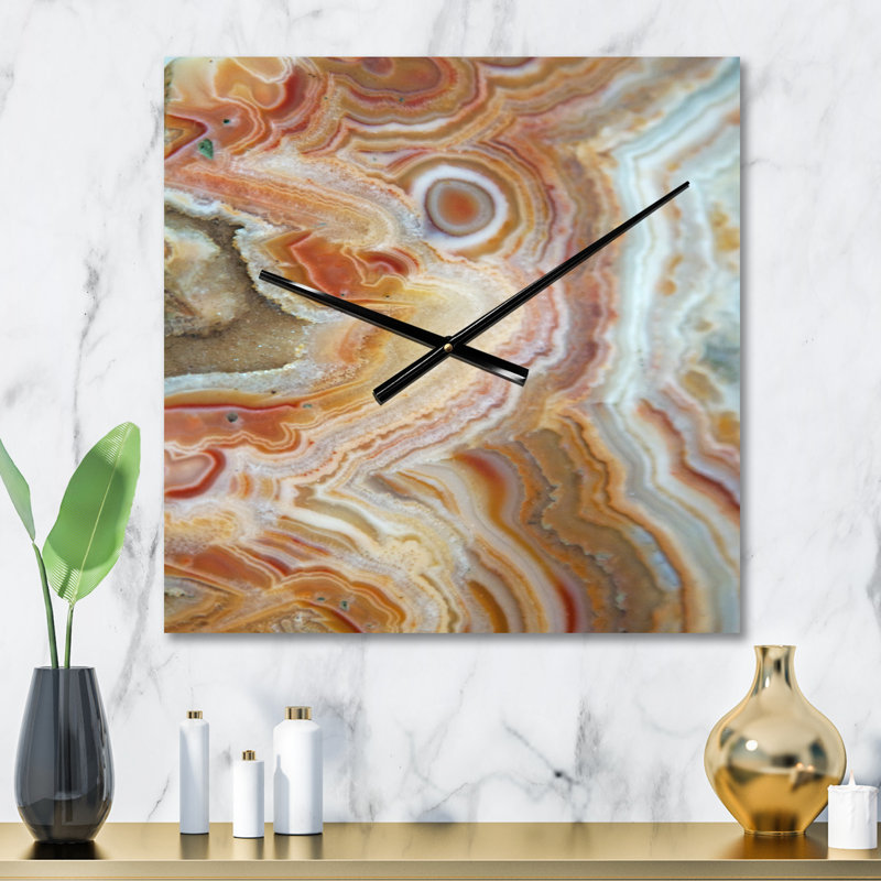 Strips and Ovals on Agate - Horloge murale moderne, Moyen, Rond